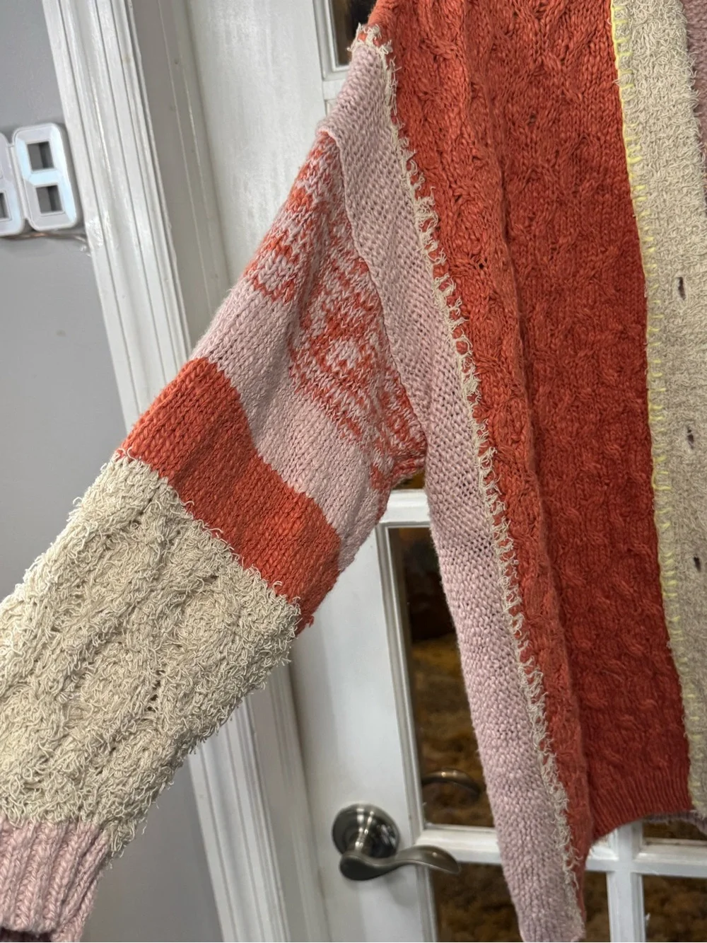 🥥🍊🌺 Free People LIGHTHOUSE cardigan/sweater in Clay Combo NWT 🌺🍊🥥 - Picture 7 of 8